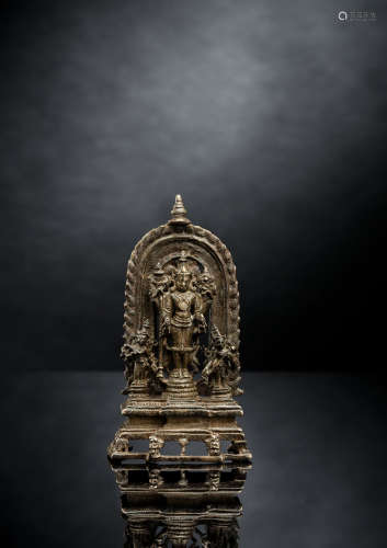 Bronze des Vishnu auf einem Thron
