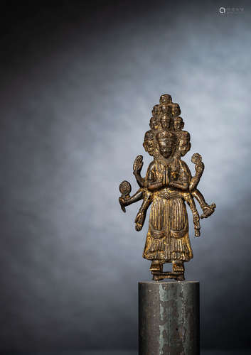 Sehr seltene Bronze des Ekadashahamukha-Avalokiteshvara