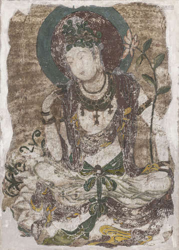 Feine und seltene Stucco-Malerei des Guanyin