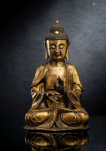 Feine feuervergoldete Bronze des Buddha Shakyamuni