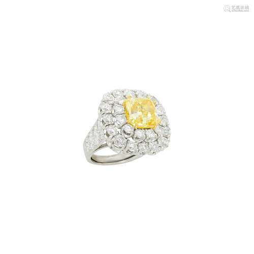 David Webb Platinum, Fancy Intense Yellow Diamond and Diamon...