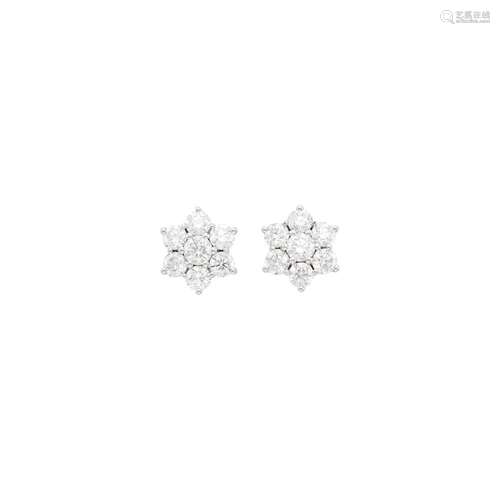 Pair of Platinum and Diamond Earrings