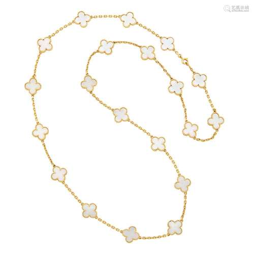 Van Cleef & Arpels Gold and Mother-of-Pearl 'Alhambra' Chain...