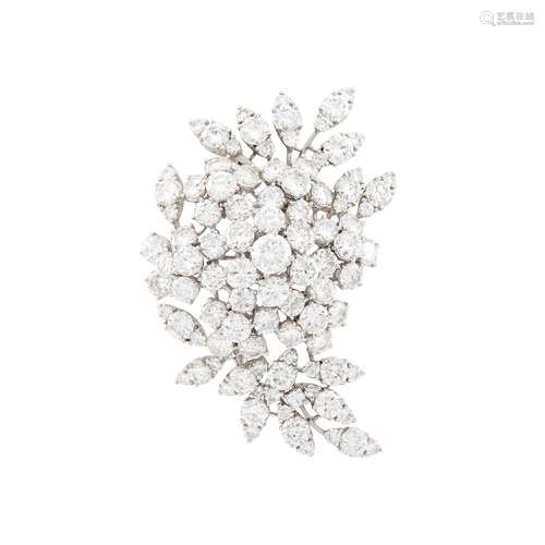 Platinum and Diamond Clip-Brooch