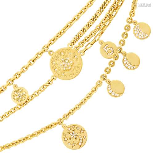 Chanel Multistrand Gold and Diamond 'Camélia Comète' Charm B...