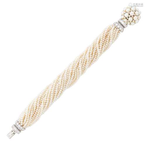 Bulgari Multistrand Seed Pearl, Platinum, Natural Pearl and ...