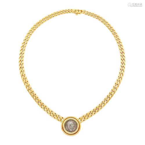 Bulgari Gold and Silver Coin 'Monete' Curb Link Necklace