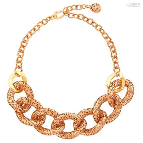 Pomellato Reversible Tricolor Gold and Diamond Link 'Arabesq...