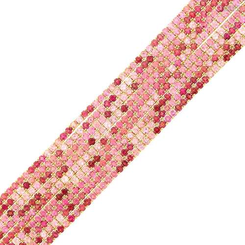 Sabbadini Multistrand Gold and Pink Tourmaline Bracelet