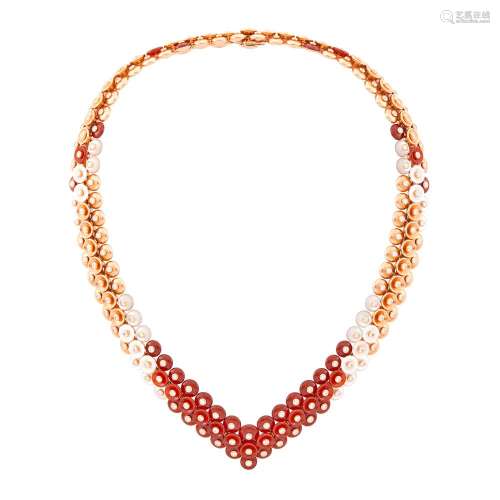 Van Cleef & Arpels Rose Gold, Carnelian, Mother-of-Pearl and...