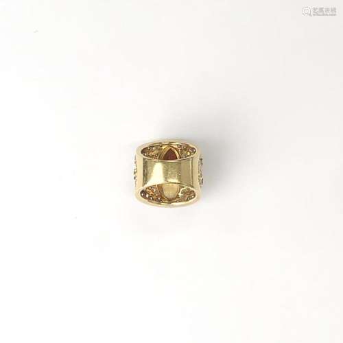 Marina B Wide Gold, Two-Color Citrine and Diamond Ring