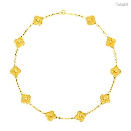 Van Cleef and Arpels Gold 'Alhambra' Chain Necklace