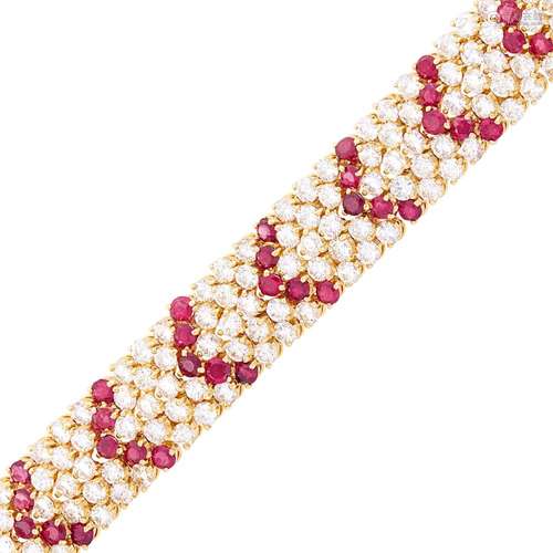 Van Cleef & Arpels Gold, Diamond and Ruby Bracelet