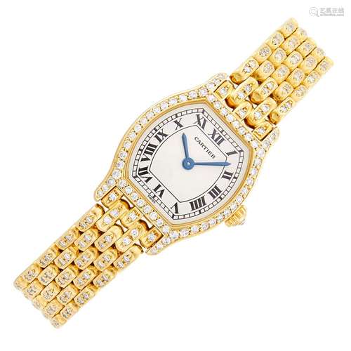 Cartier Paris Gold and Diamond 'Tortue' Wristwatch