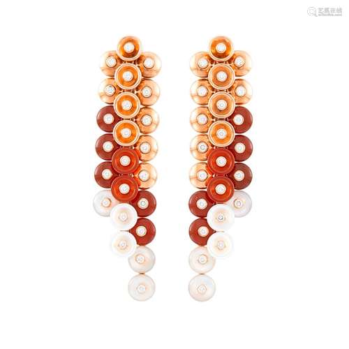 Van Cleef & Arpels Pair of Rose Gold, Carnelian, Mother-of-P...