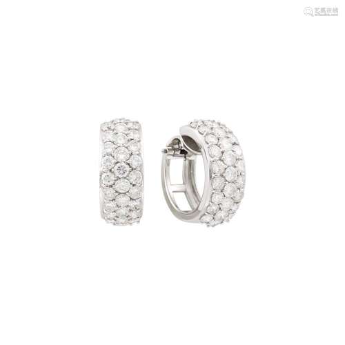 Cartier Pair of White Gold and Diamond Hoop Earclips