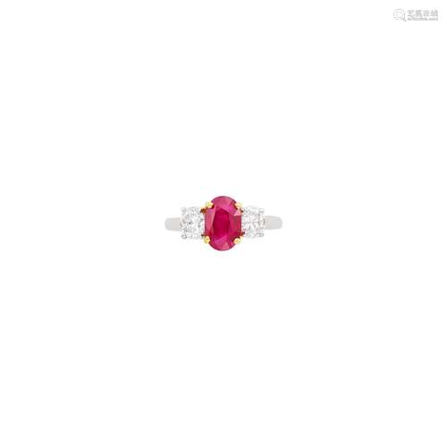 Platinum, Gold, Ruby and Diamond Ring