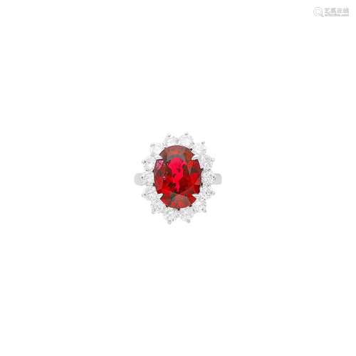 Platinum, Ruby and Diamond Ring