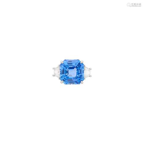 Platinum, Sapphire and Diamond Ring