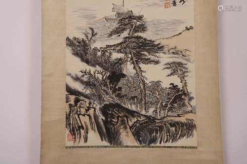 LU YANSHAO SIGNED WATERSIDE LANDSCAPE CHINESE TRADITIONAL PA...