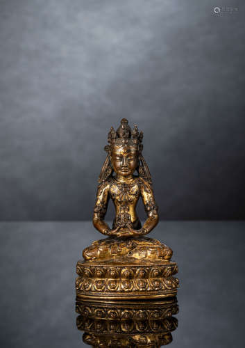 Feine feuervergoldete Bronze des Amitayus