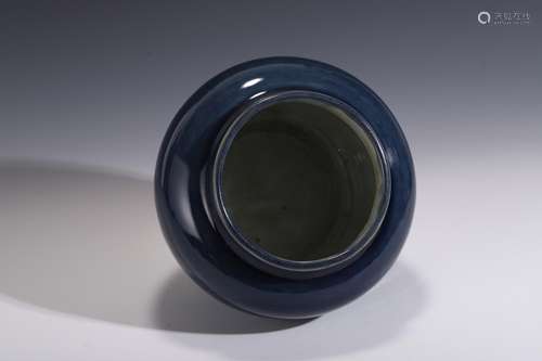 MING BLUE GLAZED MONOCHROME JAR