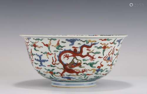 MING WUCAI DRAGON BOWL