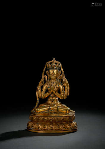 Feuervergoldete Bronze des  Sadaksharilokeshvara