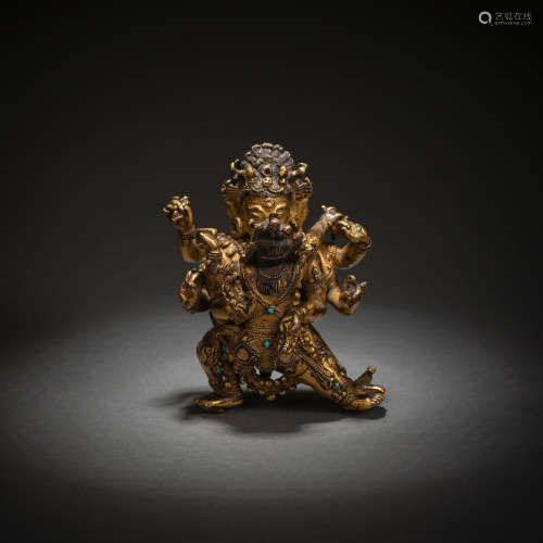 Feine feuervergoldete Bronze des Mahacakravajrapani