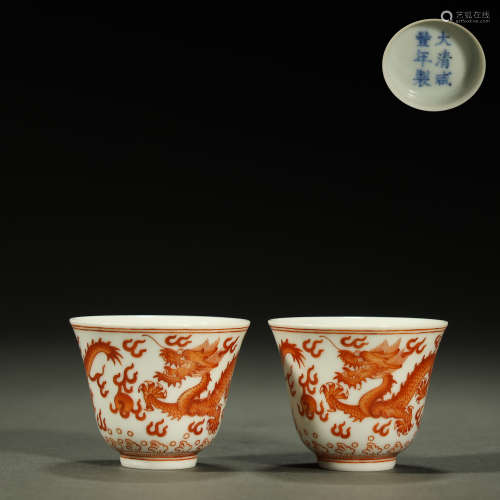 QING DYNASTY,A PAIR OF IRON-RED 