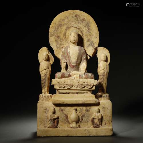 NORTHERN WEI DYNASTY,MARBLE CARVED BUDDHA STATUE （Splicing）