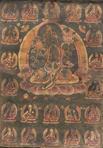 Thangka mit Darstellung der 21 Taras