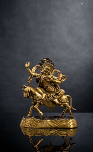 Feine feuervergoldete Bronze der Shri Devi in zwei Teilen ge...