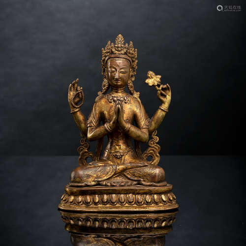 Feuervergoldete Bronze des Sadaksharilokeshvara