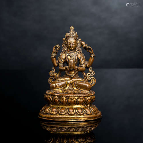 Feuervergoldete Kupferbronze des Shadaksharilokeshvara