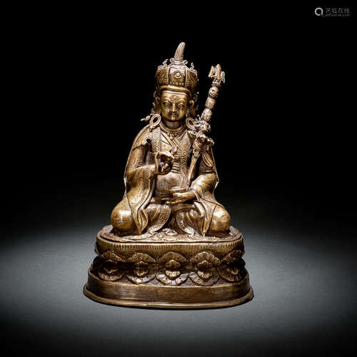 Bronze des Padmasambhava auf einem Lotos