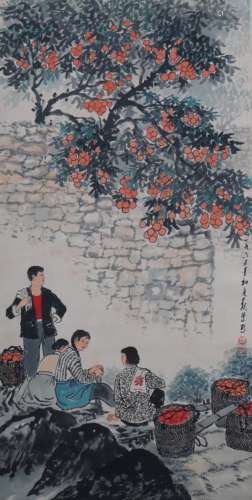 A Chinese Figural Painting Scroll, Wei Zixi Mark