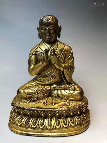 A GITL-BRONZE FIGURE OF BUDDHA