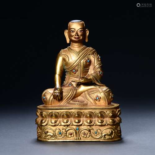 A Gilt Bronze Statue Of Guru