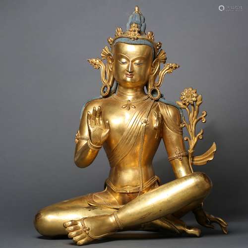 A Gilt Bronze Statue Of Avalokitesvara