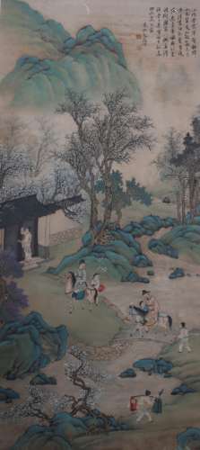 A Chinese Landscape Painting Scroll, Wen Zhengming Mark