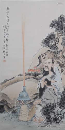 A Chinese Figural Painting Scroll, Shen Xinhai Mark