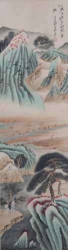 A Chinese Landscape Painting Scroll, Zhang Daqian Mark