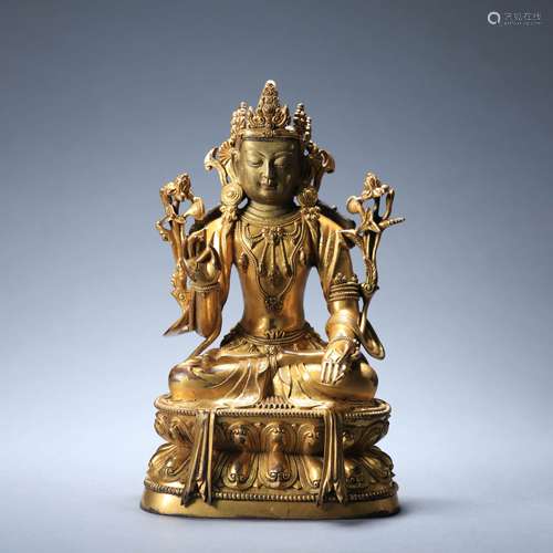 A Gilt Bronze Statue Of Tara