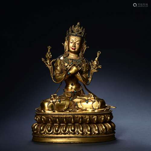 A Gilt Bronze Statue Of Tara