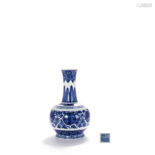 A Blue And White Floral Bottle Vase