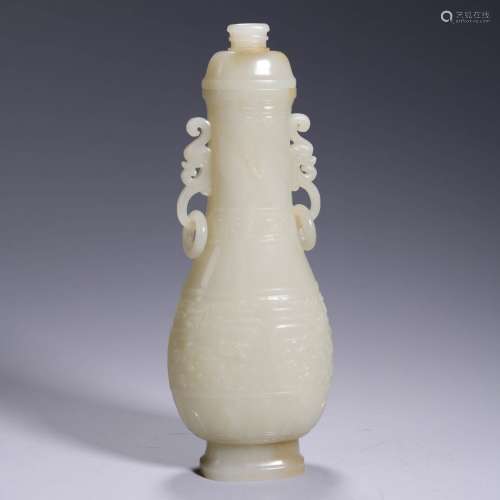 A Hetian Jade Double-Eared Vase