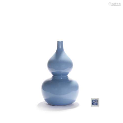 A Sky-Blue-Glazed Double-Gourd-Shaped Vase