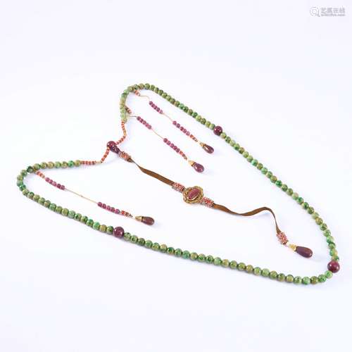 A Jadeite Beads Ceremonial Necklace