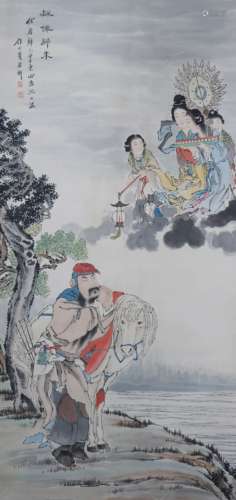 A Chinese Figural Painting Scroll, Shen Xinhai Mark